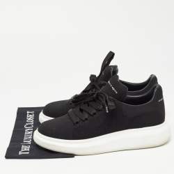 Pre Owned Alexander Mcqueen Black Knit Fabric Low Top Sneakers Size 43