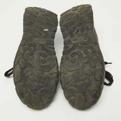 Pre Owned Alexander McQueen Black Leather Oversized Runner Low Top Sneakers Size 44