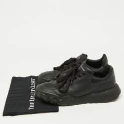 Pre Owned Alexander McQueen Black Leather Oversized Runner Low Top Sneakers Size 44
