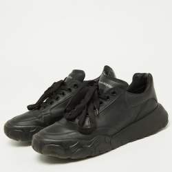 Alexander McQueen Black Leather Oversized Runner Low Top Sneakers Size 44