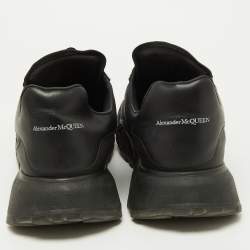 Pre Owned Alexander McQueen Black Leather Oversized Runner Low Top Sneakers Size 44