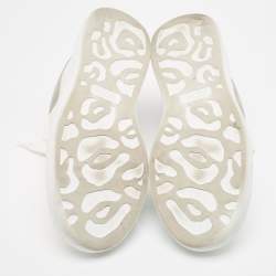 Alexander McQueen White/Grey Leather and Suede Oversized Sneakers Size 43
