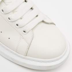 Alexander McQueen White/Grey Leather and Suede Oversized Sneakers Size 43