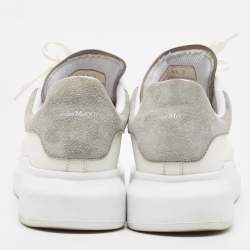 Alexander McQueen White/Grey Leather and Suede Oversized Sneakers Size 43