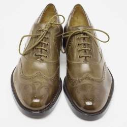 Alexander McQueen Olive Green Brogue Leather Lace Up Oxfords Size 41