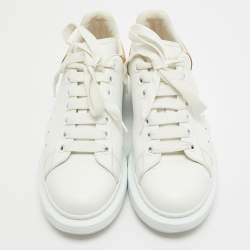 Alexander McQueen White/Gold Leather Oversized Sneakers Size 40