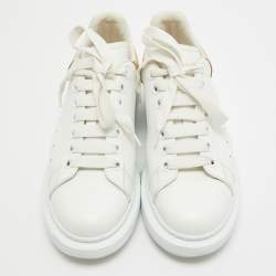 Pre Owned Alexander McQueen White/Gold Leather Oversized Sneakers Size 40