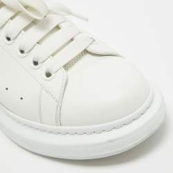 Pre Owned Alexander McQueen White/Gold Leather Oversized Sneakers Size 40