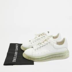 Pre Owned Alexander Mcqueen White Leather Oversized Transparent Sole Sneakers Size 42.5 