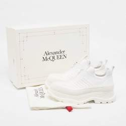 Pre Owned Alexander McQueen White Leather Tread Slick Moto Sneakers Size 40