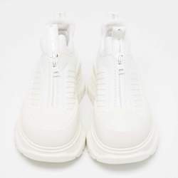 Pre Owned Alexander McQueen White Leather Tread Slick Moto Sneakers Size 40