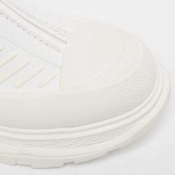 Pre Owned Alexander McQueen White Leather Tread Slick Moto Sneakers Size 40