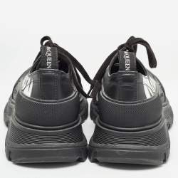  Alexander McQueen Black Leather Tread Slick Sneakers Size 40