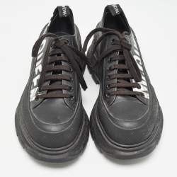  Alexander McQueen Black Leather Tread Slick Sneakers Size 40