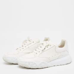 Pre Owned Alexander McQueen White  Leather Oversized Runner Sneakers Size 45