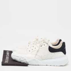 Alexander McQueen White/Black Leather Low Top Sneakers Size 45