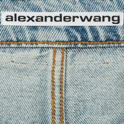 مملوكة مسبقًا Alexander Wang Vintage Faded Indigo Denim Shorts M Waist 32"