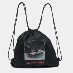 Alexander Wang Black Nylon Slow and Steady Wallie Gym Sack Backpack