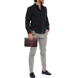 Pre Owned Alexander Wang Burgundy Croc Embossed Leather Prisma Envelope Clutch