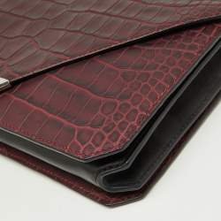 Pre Owned Alexander Wang Burgundy Croc Embossed Leather Prisma Envelope Clutch