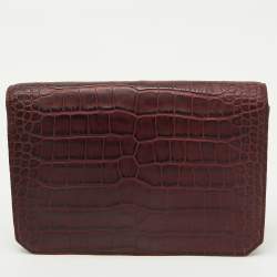 Pre Owned Alexander Wang Burgundy Croc Embossed Leather Prisma Envelope Clutch