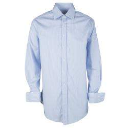 Alfred Dunhill Blue and White Striped Peter Business Shirt XL
