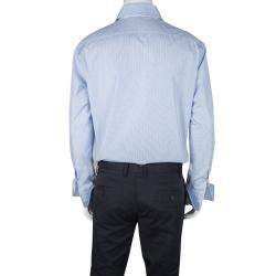 Alfred Dunhill Blue and White Striped Peter Business Shirt XL
