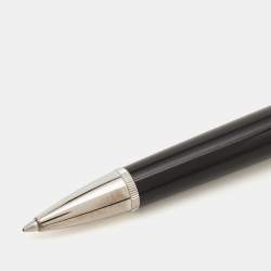 Pre Owned Alfred Dunhill Black Resin Silver Tone Ballpoint Pen