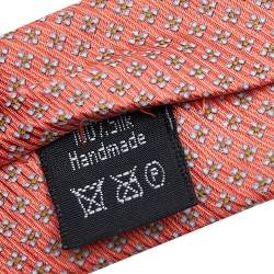 Alfred Dunhill Coral Floral Motif Silk Tie