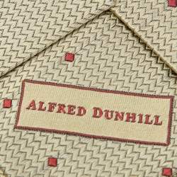 Alfred Dunhill Gold Chevron Jacquard Silk Tie