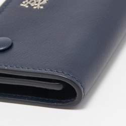 Dunhill Navy Blue Leather Logo Key Case