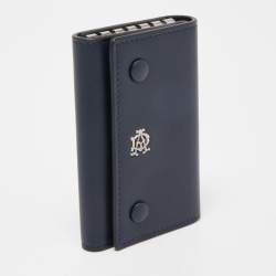 Dunhill Navy Blue Leather Logo Key Case