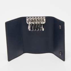 Dunhill Navy Blue Leather Logo Key Case