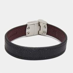 Dunhill Deco Leather Silver Tone Bracelet