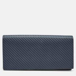 Alfred Dunhill Navy Blue Leather Long Bifold Wallet 
