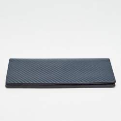 Alfred Dunhill Navy Blue Leather Long Bifold Wallet 