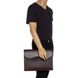 Alfred Dunhill Dark Brown Leather Flap Document Case