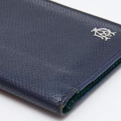 Alfred Dunhill Navy Blue Leather Logo Bifold Card Case
