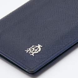 Alfred Dunhill Navy Blue Leather Logo Bifold Card Case