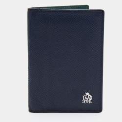 Alfred Dunhill Navy Blue Leather Logo Bifold Card Case