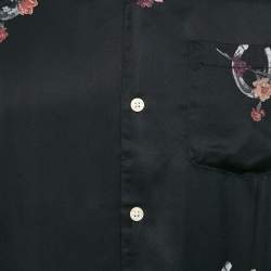 Pre Owned All Saints Black Floral Print Crepe Goodluck LS Shirt S