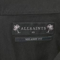 All Saints Black Gabardine Relaxed Fit Button Front Shirt XS