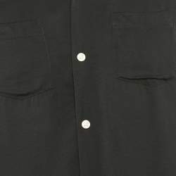 All Saints Black Gabardine Relaxed Fit Button Front Shirt XS