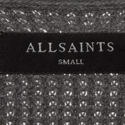 Pre Owned All Saints Grey Waffle Knit Crew Neck Wells Pullover S