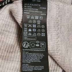 All Saints Grey Marl Wool Rib Knit Open Front Cardigan S