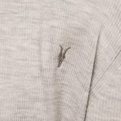 All Saints Grey Marl Wool Rib Knit Open Front Cardigan S