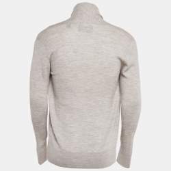 All Saints Grey Marl Wool Rib Knit Open Front Cardigan S