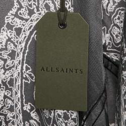 Pre Owned All Saints Black Paisley Print Crepe Short Sleeve Shirt S