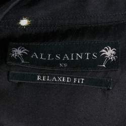 All Saints Black Galaxy Print Crepe Long Sleeve Shirt XS