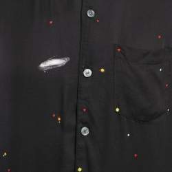 All Saints Black Galaxy Print Crepe Long Sleeve Shirt XS